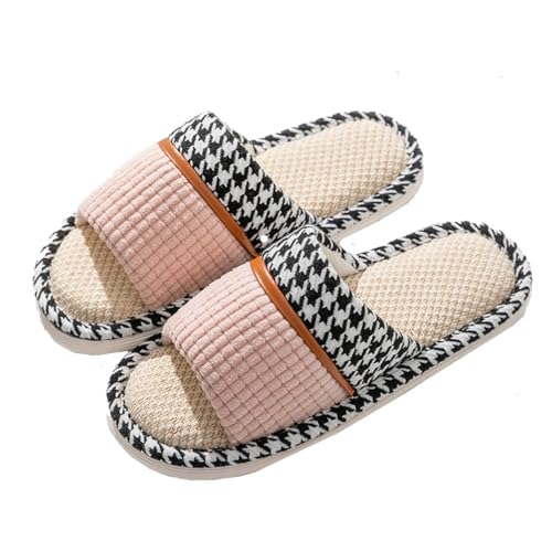 Teceyfeet Hausschuhe Gäste Winter Leinen Gästeschlappen Waschbar Slippers Rutschfester Hausschuhe Damen Gästepantoffeln Unisex Filzpantoffeln hochwertig Offener Zeh Pantoffeln Hausschuhe für Gäste von Teceyfeet