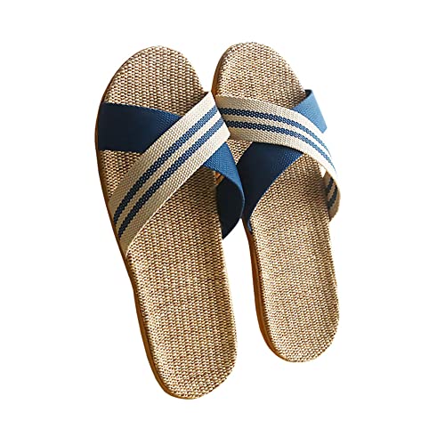 Teceyfeet Hausschuhe Herren Badeschuhe Leinen Damen Badeschlappen Rutschfestes Sommer Schuhe Pantoffeln aus Baumwolle Flache Flip Flops Strandschuhe von Teceyfeet