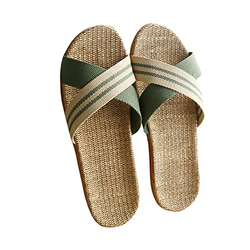 Teceyfeet Hausschuhe Herren Badeschuhe Leinen Damen Badeschlappen Rutschfestes Sommer Schuhe Pantoffeln aus Baumwolle Flache Flip Flops Strandschuhe von Teceyfeet