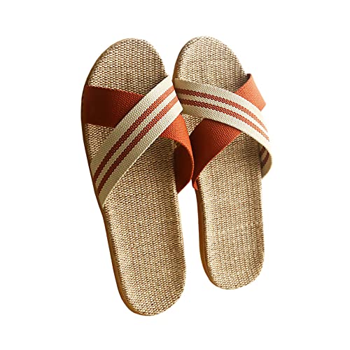 Teceyfeet Hausschuhe Herren Badeschuhe Leinen Damen Badeschlappen Rutschfestes Sommer Schuhe Pantoffeln aus Baumwolle Flache Flip Flops Strandschuhe von Teceyfeet