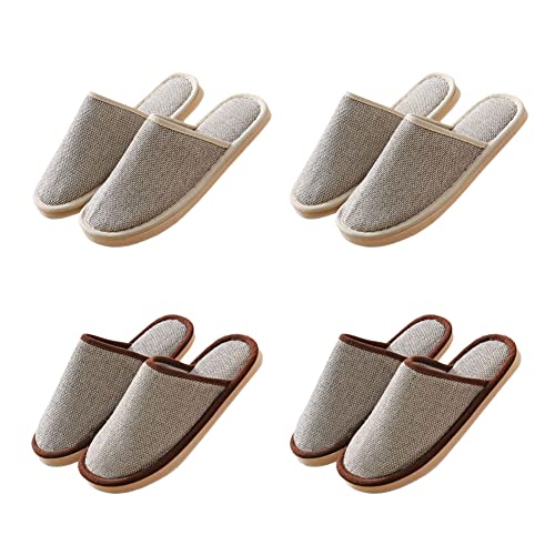 Teceyfeet Hausschuhe Slippers für Damen Herren, 4 Paare Winter Plüsch Wärme Pantoffeln Rutschfest Badelatschen Slipper Gästehausschuhe Duschschlappen Hausschuhe waschbare von Teceyfeet