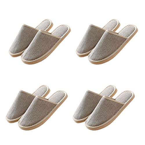 Teceyfeet Hausschuhe Slippers für Damen Herren, 4 Paare Winter Plüsch Wärme Pantoffeln Rutschfest Badelatschen Slipper Gästehausschuhe Duschschlappen Hausschuhe waschbare von Teceyfeet