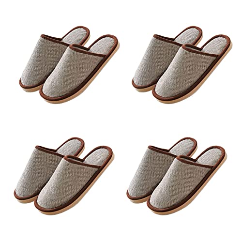 Teceyfeet Hausschuhe Slippers für Damen Herren, 4 Paare Winter Plüsch Wärme Pantoffeln Rutschfest Badelatschen Slipper Gästehausschuhe Duschschlappen Hausschuhe waschbare von Teceyfeet