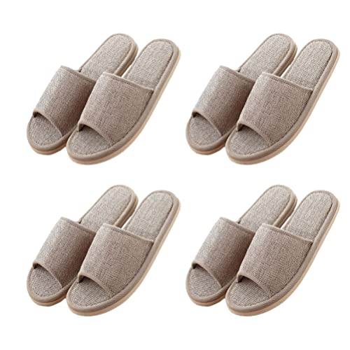 Teceyfeet Hausschuhe Slippers für Damen Herren,4 Paare Gästehausschuhe Set Hausschuhe Gäste Waschbare Flache Pantoffeln rutschfest Pantoffeln Unisex von Teceyfeet
