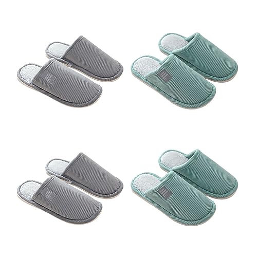 Teceyfeet Hausschuhe Slippers für Damen Herren,4 Paare Hausschuhe Badelatschen Gästehausschuhe Pantoffeln Warme Hausschuhe waschbare Slippers Frottee-Slipper Duschschlappen Badelatschen von Teceyfeet