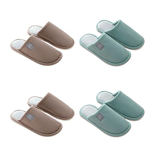 Teceyfeet Hausschuhe Slippers für Damen Herren,4 Paare Hausschuhe Badelatschen Gästehausschuhe Pantoffeln Warme Hausschuhe waschbare Slippers Frottee-Slipper Duschschlappen Badelatschen von Teceyfeet