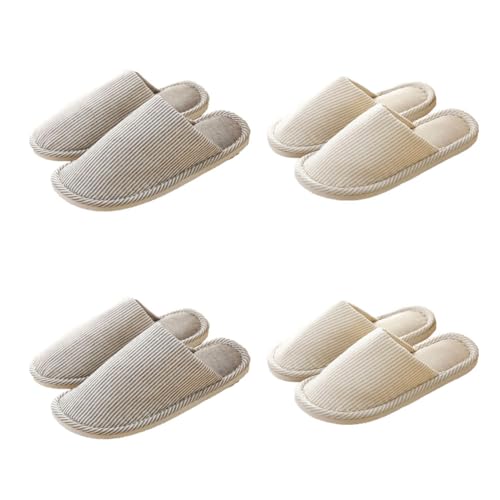 Teceyfeet Hausschuhe Slippers für Damen Herren,4 Paare Hausschuhe Winter Unisex Gästehausschuhe Pantoffeln Warme Hausschuhe Waschbare Slippers Frottee-Slipper Hotelslipper Badepantoletten von Teceyfeet