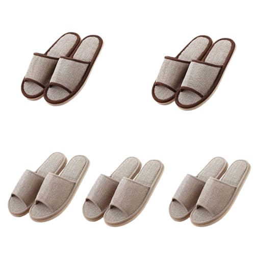 Teceyfeet Hausschuhe Slippers für Familien,5 Paare Gästehausschuhe Set Gäste Pantoffeln Slippers rutschfest Hotels Slippers Pantoffeln Indoor für Herren Damen Kind von Teceyfeet