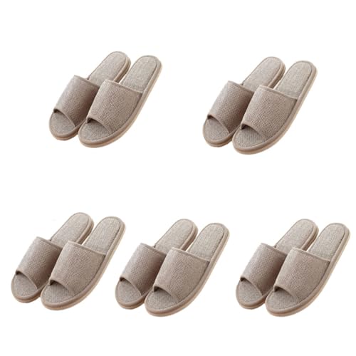 Teceyfeet Hausschuhe Slippers für Familien,5 Paare Gästehausschuhe Set Gäste Pantoffeln Slippers rutschfest Hotels Slippers Pantoffeln Indoor für Herren Damen Kind von Teceyfeet