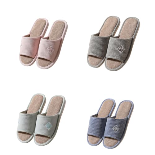 Teceyfeet Hotelslipper Set,4 Paar Badepantoletten Hausschuhe für Damen Herren Badelatschen Gästehausschuhe Gäste Pantoffeln Warme waschbare Hausschuhe Slippers von Teceyfeet