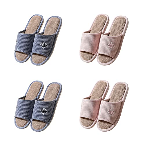 Teceyfeet Hotelslipper Set,4 Paar Badepantoletten Hausschuhe für Damen Herren Badelatschen Gästehausschuhe Gäste Pantoffeln Warme waschbare Hausschuhe Slippers von Teceyfeet