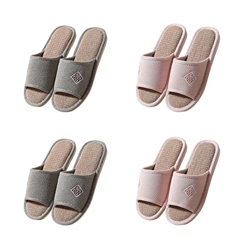 Teceyfeet Hotelslipper Set,4 Paar Badepantoletten Hausschuhe für Damen Herren Badelatschen Gästehausschuhe Gäste Pantoffeln Warme waschbare Hausschuhe Slippers von Teceyfeet