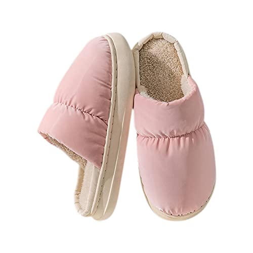 Teceyfeet Unisex Hausschuhe Winter Wärme Pantoffeln für Damen Herren Daunenschuhe aus Baumwolle Slippers Flanell Gefütterte Geschlossen Zehen Rutschfest Schlappen Slipper, Outdoor/Indoor von Teceyfeet