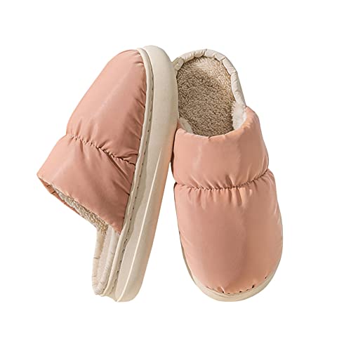 Teceyfeet Unisex Hausschuhe Winter Wärme Pantoffeln für Damen Herren Daunenschuhe aus Baumwolle Slippers Flanell Gefütterte Geschlossen Zehen Rutschfest Schlappen Slipper, Outdoor/Indoor von Teceyfeet