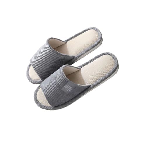 Teceyfeet Unisex Hotelslipper Hausschuhe Slippers für Damen Herren, Hausschuhe Badelatschen Pantoffeln Badepantoletten Gästehausschuhe Rutschfeste offener Zeh Pantoffeln aus Baumwolle und Leinen von Teceyfeet