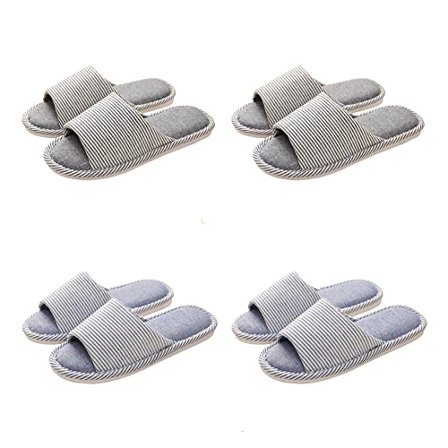 Teceyfeet Unisex Hotelslipper Set, 4 Paar Waschbar Badepantoletten Gästehausschuhe Rutschfeste Leinen Hausschuhe offener Zeh Pantoffeln für Spa, Party Gäste, Hotel und Reisen von Teceyfeet