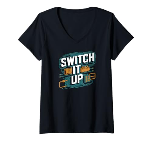 Damen Switch It Up Leiterplatten-Grafik T-Shirt mit V-Ausschnitt Damen Switch It Up Leiterplatten-Grafik T-Shirt mit V-Ausschnitt von Tech Enthusiast Circuit Board Style