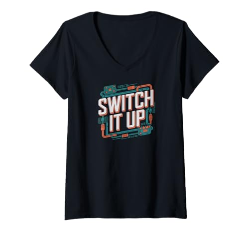 Damen Switch It Up Leiterplattenstil Netzwerktechniker T-Shirt mit V-Ausschnitt Damen Switch It Up Leiterplattenstil Netzwerktechniker T-Shirt mit V-Ausschnitt von Tech Enthusiast Circuit Style Graphics