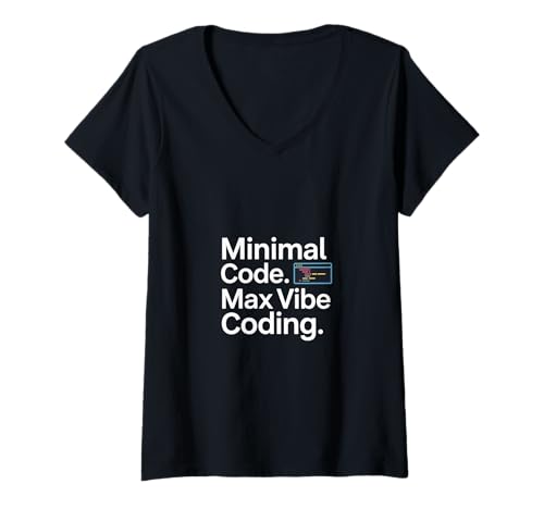 Damen Codierung Minimal Code.Max Vibe Programmierer T-Shirt mit V-Ausschnitt Damen Codierung Minimal Code.Max Vibe Programmierer T-Shirt mit V-Ausschnitt von Tech Enthusiasts, Coding Culture