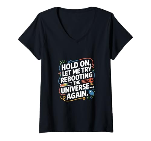 Damen Tech-Support Hold On IT-Unterstützung T-Shirt mit V-Ausschnitt Damen Tech-Support Hold On IT-Unterstützung T-Shirt mit V-Ausschnitt von Tech Help Enthusiasts IT Support
