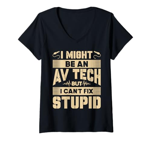 Damen AV-Techniker können das Design Nicht reparieren T-Shirt mit V-Ausschnitt von Tech Humor Creations