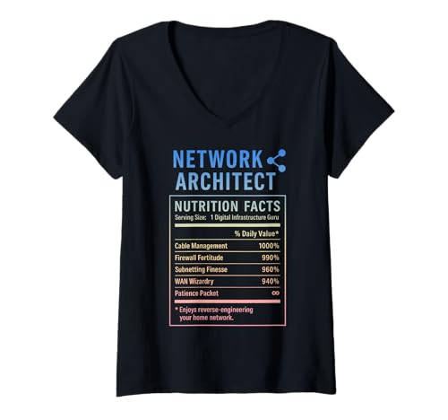 Damen Lustiger Netzwerkarchitekt T-Shirt mit V-Ausschnitt von Tech Humor Gifts for Network Engineers
