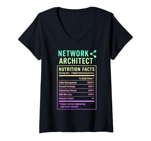 Damen Lustiger Netzwerkarchitekt T-Shirt mit V-Ausschnitt von Tech Humor Gifts for Network Engineers