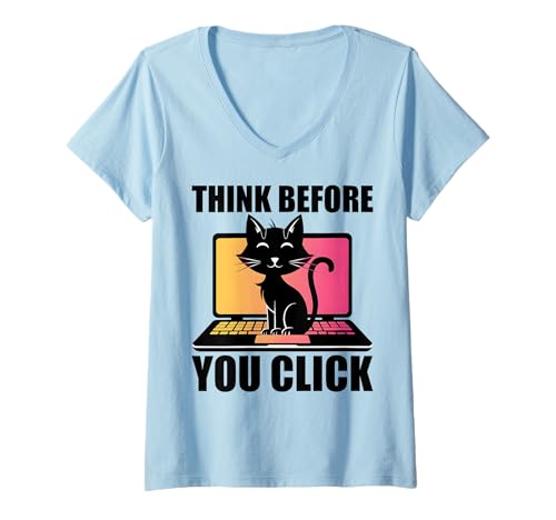 Damen Denken Sie nach, bevor Sie klicken - Cybersecurity IT Professional Guy T-Shirt mit V-Ausschnitt Damen Denken Sie nach, bevor Sie klicken - Cybersecurity IT Professional Guy T-Shirt mit V-Ausschnitt von Tech Humor IT Guy Computer Software Engineer