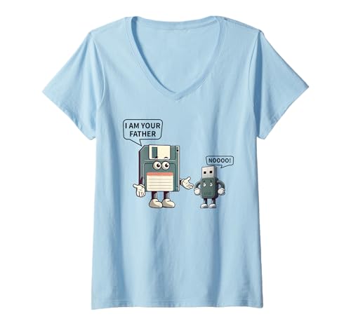 Damen I am your father nooo disk USB Funny IT Tech Humor T-Shirt mit V-Ausschnitt Damen I am your father nooo disk USB Funny IT Tech Humor T-Shirt mit V-Ausschnitt von Tech Humor IT Guy Computer Software Engineer