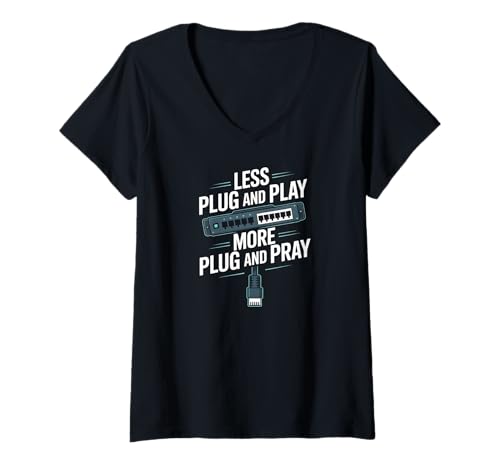 Damen Weniger Plug-and-Play-Netzwerktechniker T-Shirt mit V-Ausschnitt Damen Weniger Plug-and-Play-Netzwerktechniker T-Shirt mit V-Ausschnitt von Tech Humor Network Enthusiasts