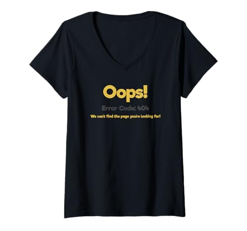 Damen Lustiges 404-Fehlerseiten-Design T-Shirt mit V-Ausschnitt Damen Lustiges 404-Fehlerseiten-Design T-Shirt mit V-Ausschnitt von Tech Humor