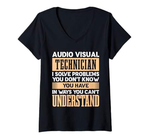 Damen Problemlöser für audiovisuelle Techniker T-Shirt mit V-Ausschnitt von Tech Insight Designs