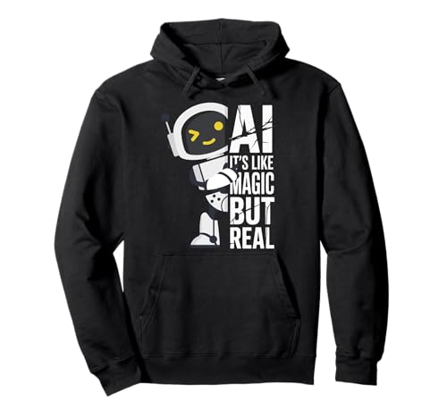 AI It's Like Magic But Real Funny Robot Science Women Men Pullover Hoodie von Tech Joke Coder Engineer Dreamer Nerd Logic Humor