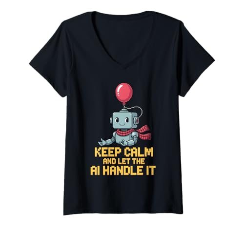 Damen Lustiger Spruch Keep Calm Let AI Handle It Roboter Witz Damen Herren T-Shirt mit V-Ausschnitt Damen Lustiger Spruch Keep Calm Let AI Handle It Roboter Witz Damen Herren T-Shirt mit V-Ausschnitt von Tech Lovers Programmers Robot Sarcasm AI Humor