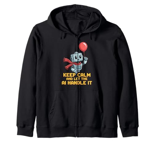Lustiger Spruch Keep Calm Let AI Handle It Roboter Witz Damen Herren Kapuzenjacke von Tech Lovers Programmers Robot Sarcasm AI Humor