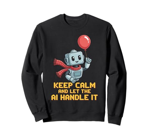Lustiger Spruch Keep Calm Let AI Handle It Roboter Witz Damen Herren Sweatshirt von Tech Lovers Programmers Robot Sarcasm AI Humor