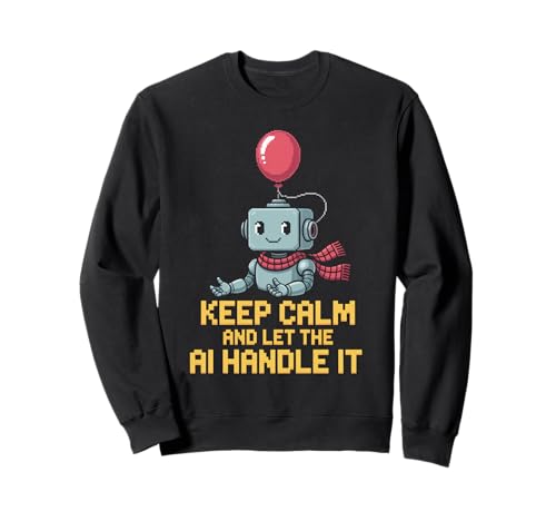 Lustiger Spruch Keep Calm Let AI Handle It Roboter Witz Damen Herren Sweatshirt von Tech Lovers Programmers Robot Sarcasm AI Humor