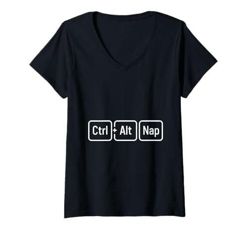 Damen Ctrl Alt Nap Lustiges Schlafdesign T-Shirt mit V-Ausschnitt Damen Ctrl Alt Nap Lustiges Schlafdesign T-Shirt mit V-Ausschnitt von Tech Nap Humor Society Apparel Home And More