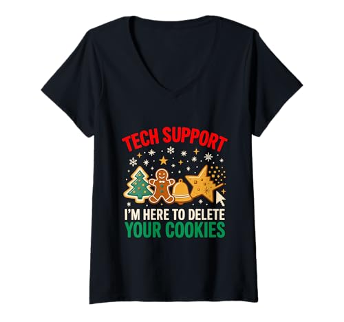 Damen Tech Support Weihnachtskekse für Damen und Herren, lustige Weihnachten T-Shirt mit V-Ausschnitt Damen Tech Support Weihnachtskekse für Damen und Herren, lustige Weihnachten T-Shirt mit V-Ausschnitt von Tech Support Delete Cookies Christmas