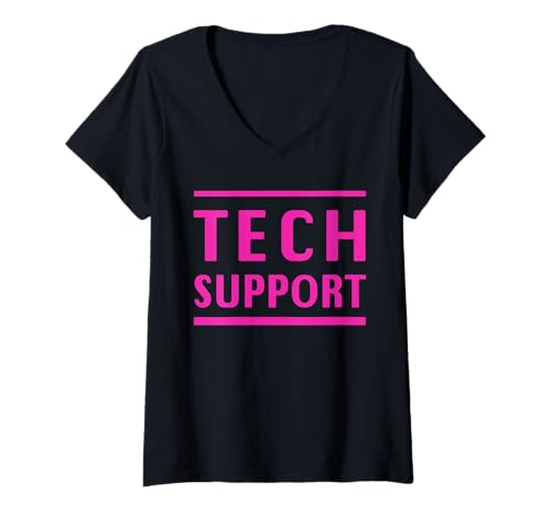 Damen Tech Support Pink - Minimalistisches Pink Tech Enthusiast Design T-Shirt mit V-Ausschnitt Damen Tech Support Pink - Minimalistisches Pink Tech Enthusiast Design T-Shirt mit V-Ausschnitt von Tech Support Designer