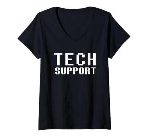 Damen Tech Support Retro Gamer 8-Bit Pixel Schriftart Funny Geek T-Shirt mit V-Ausschnitt Damen Tech Support Retro Gamer 8-Bit Pixel Schriftart Funny Geek T-Shirt mit V-Ausschnitt von Tech Support Efficiency Designs