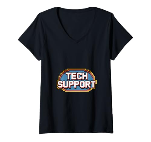 Damen Nerd des technischen Supports „Pixelated Graphics“ T-Shirt mit V-Ausschnitt Damen Nerd des technischen Supports „Pixelated Graphics“ T-Shirt mit V-Ausschnitt von Tech Support Geek IT Support
