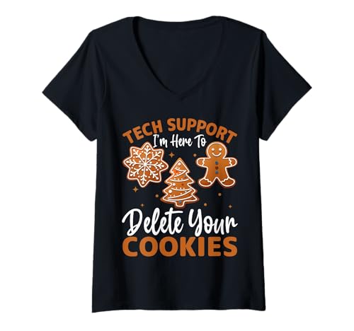 Damen Tech Support Ich bin hier, um Ihre Cookies zu löschen T-Shirt mit V-Ausschnitt Damen Tech Support Ich bin hier, um Ihre Cookies zu löschen T-Shirt mit V-Ausschnitt von Tech Support I'm Here To Delete Your Cookies Gift