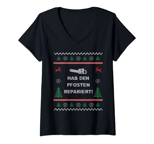 Damen Hab den Pfosten repariert - Ugly Christmas T-Shirt mit V-Ausschnitt Damen Hab den Pfosten repariert - Ugly Christmas T-Shirt mit V-Ausschnitt von Tech-Tees Christmas Shirts
