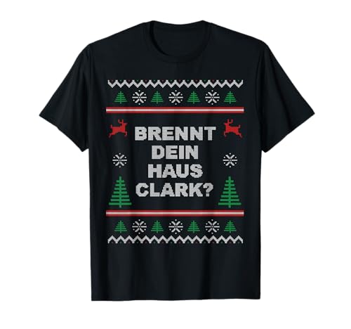 Tech-Tees Christmas Shirts - Brennt Dein Haus Clark - Ugly Christmas T-Shirt für Herren - Schwarz, Kurzarm, Klein (EU) von Tech-Tees Christmas Shirts