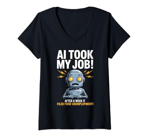 Damen Lustiger Spruch AI Took My Job Robot Filed Unemployment Life T-Shirt mit V-Ausschnitt Damen Lustiger Spruch AI Took My Job Robot Filed Unemployment Life T-Shirt mit V-Ausschnitt von Tech Workers Coders Engineers Robot Joke Office