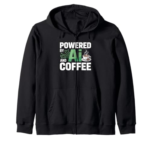 Lustiger Spruch Powered by AI Coffee Energy Circuit Damen Herren Kapuzenjacke von Tech Workers Programmers Java Coders Robot Humor