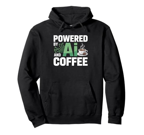 Lustiger Spruch Powered by AI Coffee Energy Circuit Damen Herren Pullover Hoodie von Tech Workers Programmers Java Coders Robot Humor