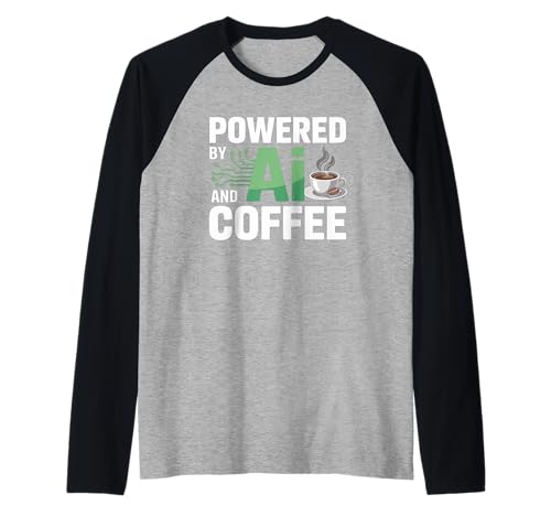 Lustiger Spruch Powered by AI Coffee Energy Circuit Damen Herren Raglan von Tech Workers Programmers Java Coders Robot Humor