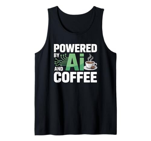 Lustiger Spruch Powered by AI Coffee Energy Circuit Damen Herren Tank Top von Tech Workers Programmers Java Coders Robot Humor